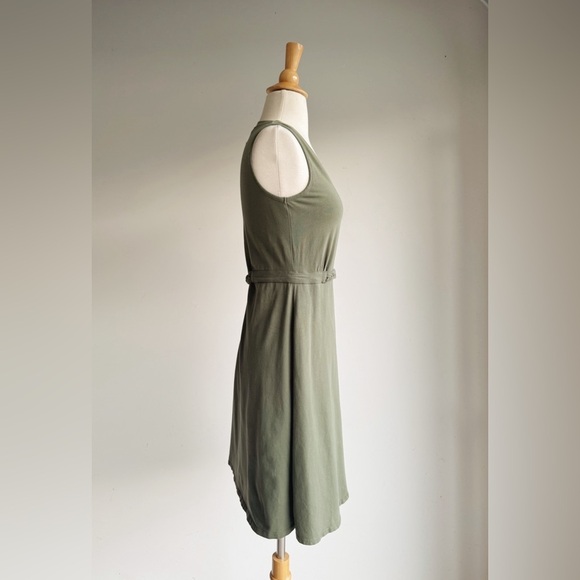 ATHLETA Olive Green Sleeveless Utility Wrap Dress XS | Organic Cotton - Picture 4 of 7